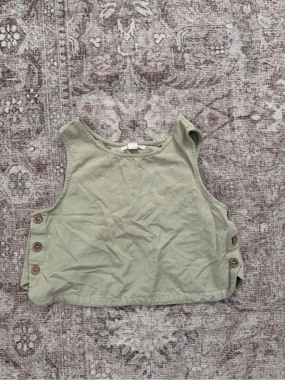 O'Neill Sage Green Button-Side Crop Top